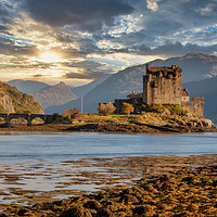 Buy canvas prints of Eilean Donan castle sunset, Scotland by Marcia Reay