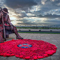 Buy canvas prints of Tommy the great war soldier statue at sunset by Marcia Reay