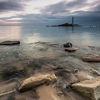 Buy canvas prints of St Mary's lighthouse sunrise by Marcia Reay