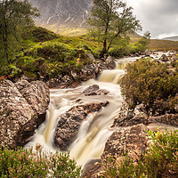 Buy canvas prints of Buachaille Etive Mor waterfall by Marcia Reay