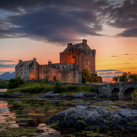 Buy canvas prints of   Eilean Donan Castle Sunset by Tony Walsh