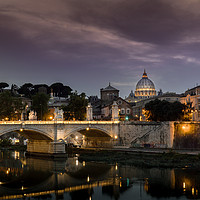 Buy canvas prints of St Peters Basilica and Ponte Sant Angelo in Rome by Chris Jones