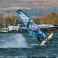 Buy canvas prints of Windsurfing at Rhu by Ros Ambrose