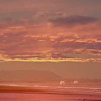 Buy canvas prints of Sunset Walk on Whiterocks Beach Northern Ireland by Ros Ambrose