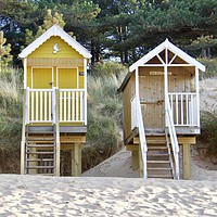 Buy canvas prints of Beach Hut 58 & Beach Hut "Sun Sea & Sand"  Well-Ne by Ros Ambrose