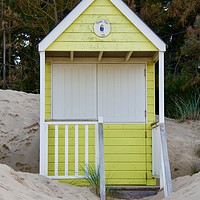 Buy canvas prints of Beach Hut 173 "Bears Den" Wells-Next-The-Sea by Ros Ambrose