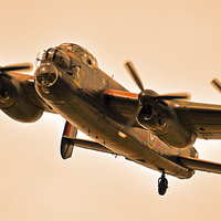 Buy canvas prints of  Avro Lancaster Bomber Overhead! by Tom Pipe