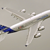 Buy canvas prints of  Airbus A380 seen from a great angle " love at fir by Tom Pipe