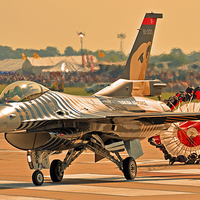 Buy canvas prints of  Glamorous Turkish Delight F-16 Display Jet. by Tom Pipe