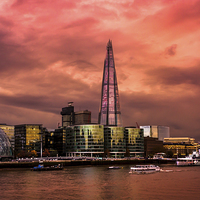 Buy canvas prints of   THE SHARD AT SUNSET by DAVID SAUNDERS
