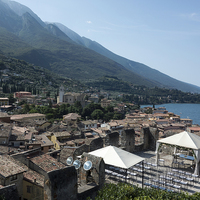 Buy canvas prints of Castle view of Malcesine Italy by Richy Winchester