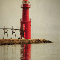 Buy canvas prints of The Red Lighthouse, Algoma by Mary Machare