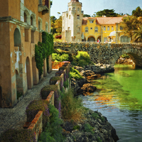 Buy canvas prints of Walkway along the River - Cascais by Mary Machare