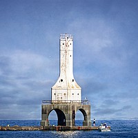 Buy canvas prints of Port Washington Lighthouse on a Summer Afternoon  by Mary Machare