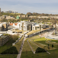 Buy canvas prints of  The Scottish Parliament from Salisbury Crags by Alan Whyte