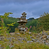 Buy canvas prints of  Goyt Valley stone stack by mark byatte