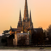 Buy canvas prints of Lichfield Cathedral Sunrise by Jonathan Ellis