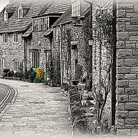 Buy canvas prints of  Corfe Cottages by Pauline Simmonds