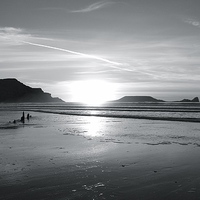Buy canvas prints of  Rhossili Sunset by ROBERT COLEMAN