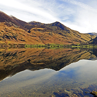 Buy canvas prints of  Crummock Water Reflections by Peter Yardley