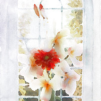Buy canvas prints of Flowers in Vase at Window #2 by Peter Yardley