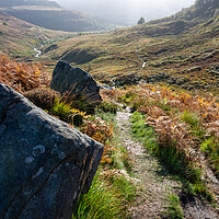 Buy canvas prints of The Pennine way at Crowden in Derbyshire by Andrew Kearton