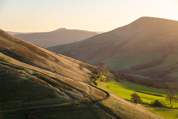 Morning sunlight in the Vale of Edale Picture Board by Andrew Kearton