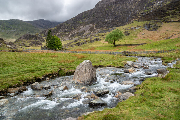 Mountain stream at Cwm Llan, Snowdonia, North Wales Picture Board by Andrew Kearton