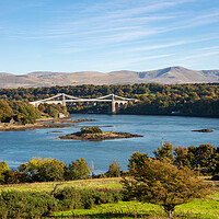 Buy canvas prints of Menai Bridge in autumn, Anglesey, North Wales by Andrew Kearton