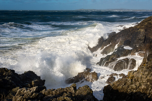 Waves crashing on the coast of Anglesey Picture Board by Andrew Kearton