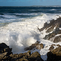 Buy canvas prints of Waves crashing on the coast of Anglesey by Andrew Kearton