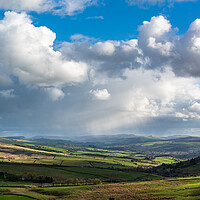 Buy canvas prints of Clouds floating over High Peak hills by Andrew Kearton