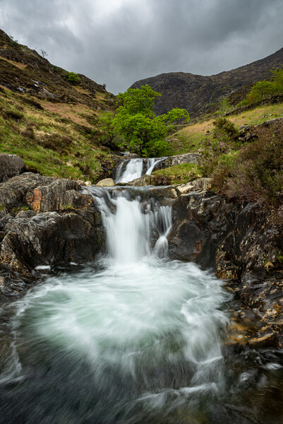 Waterfall in Cwm Llan, Snowdonia, Wales Picture Board by Andrew Kearton