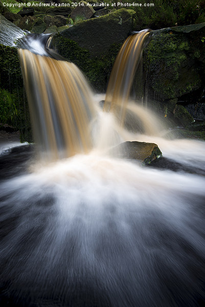 Moorland waterfall at Black Clough, Derbyshire Picture Board by Andrew Kearton