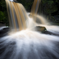 Buy canvas prints of Moorland waterfall at Black Clough, Derbyshire by Andrew Kearton