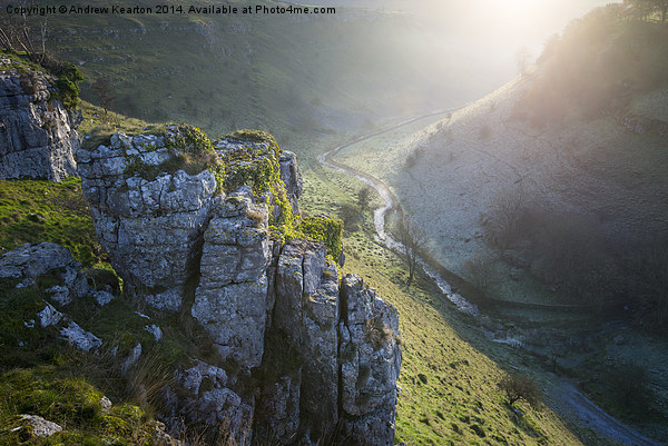  Morning light on the limestone crags of Lathkill  Picture Board by Andrew Kearton