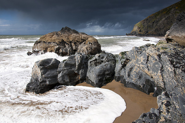  Incoming tide on Penbryn beach, West Wales. Picture Board by Andrew Kearton