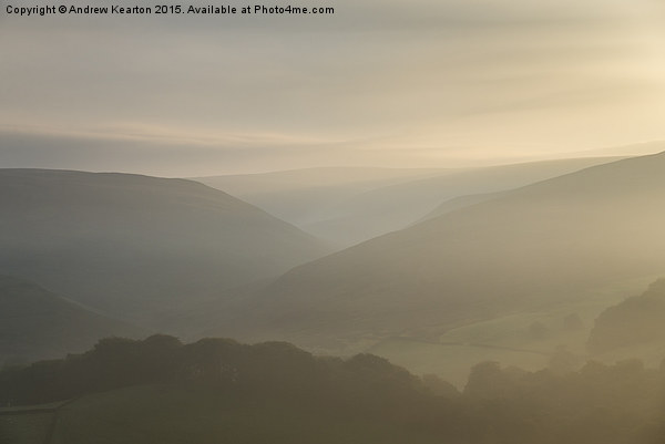  A gentle mist over Peak District hills Picture Board by Andrew Kearton