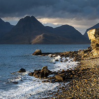 Buy canvas prints of  Dramatic light on Elgol beach, Isle of Skye by Andrew Kearton