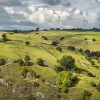 Buy canvas prints of  Green fields near Litton in the Peak District by Andrew Kearton