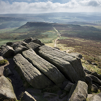 Buy canvas prints of  Carl Wark from Higger Tor, Derbyshire, England by Andrew Kearton