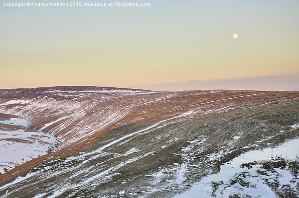  Moon rising above the snowy moors Picture Board by Andrew Kearton
