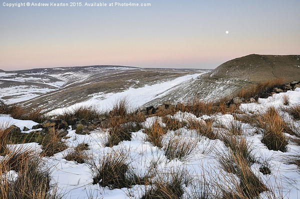  Moon rising above snowy moors Picture Board by Andrew Kearton