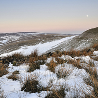 Buy canvas prints of  Moon rising above snowy moors by Andrew Kearton
