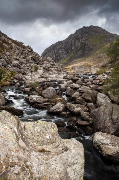 Rugged Snowdonia landscape above Ogwen Falls Picture Board by Andrew Kearton