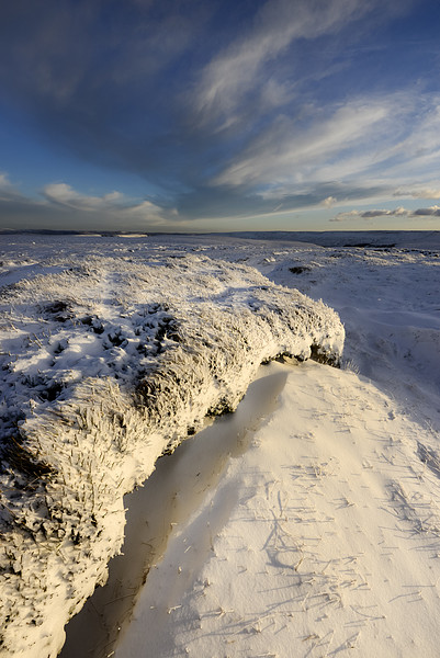 Last sunlight on the snowy moors Picture Board by Andrew Kearton
