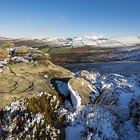 Buy canvas prints of WInter moorland above Glossop, Derbyshire by Andrew Kearton