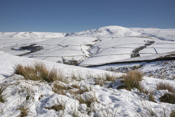 Snow covered hills in the High Peak Picture Board by Andrew Kearton