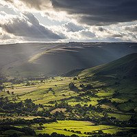 Buy canvas prints of Slanting sunbeams on the vale of Edale by Andrew Kearton