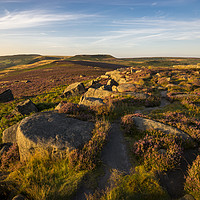 Buy canvas prints of Summer sunset on Hathersage Moor by Andrew Kearton
